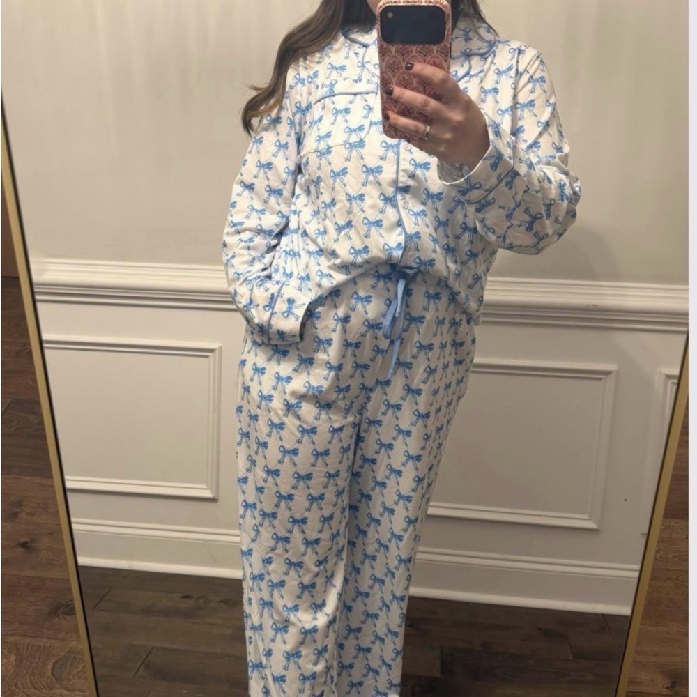 Blue and White Bow Pajamas